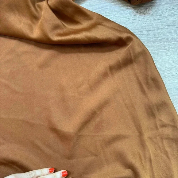 NWT Anthropologie BHLDN Amelia Deep V Satin Gown Maxi Dress Long in Rust Brown 4 - Picture 10 of 16